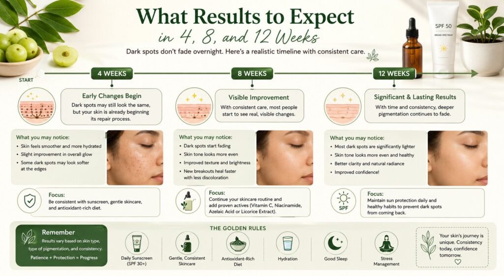 dark spots fade, Expect results in weeks